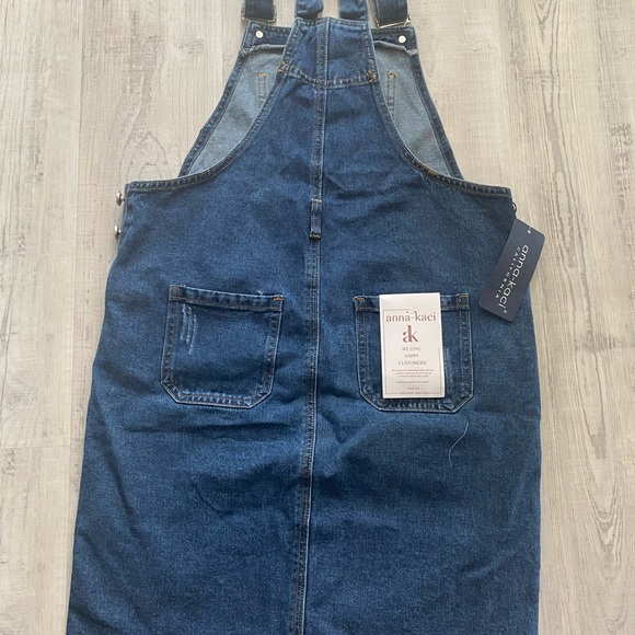 ANNA-KACI Junior Womens Distressed Denim Adjustable Strap Overall Dress. - Picture 6 of 7